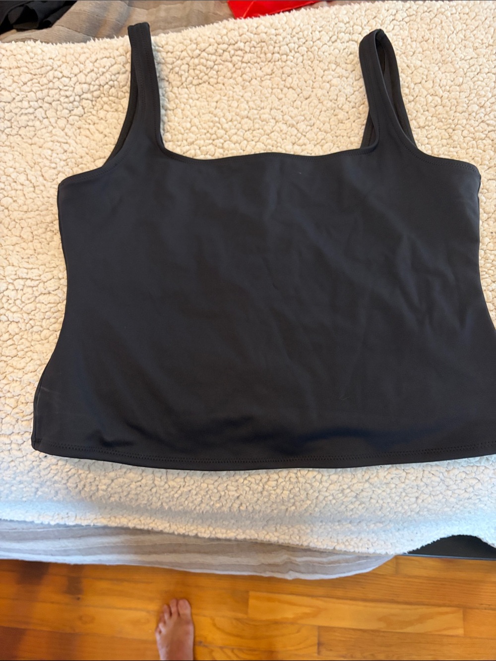 SKIMS Black Square-Neck Tank Top with Wide Straps
